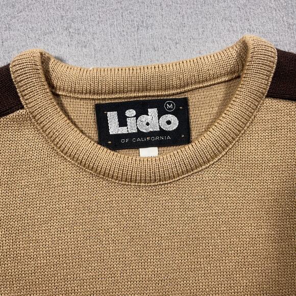 VTG Lido Of California Sweater Men M Beige Brown Knit Westerncore Aztec -‎ Hole - Picture 3 of 10